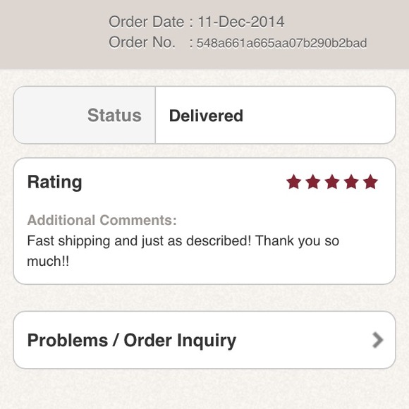 Buyer feedback/rating