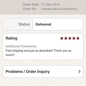 Buyer feedback/rating