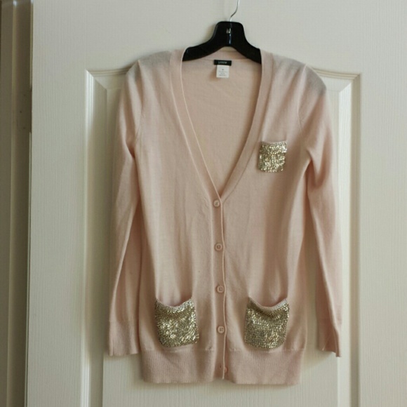 J. Crew Sweaters - Flash sale! J. Crew pink cardigan with sequins