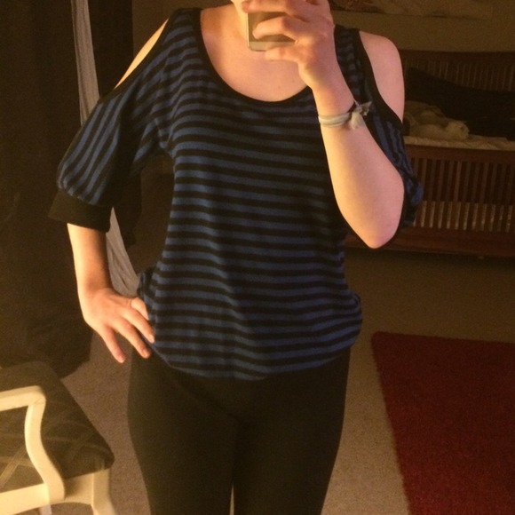 Black & blue striped top