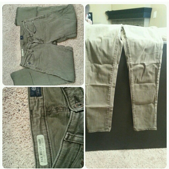 AG Crop Stilt Olive Green Denim