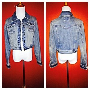 Distressed jean jacket