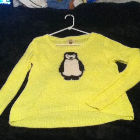Neon yellow penguin sweater
