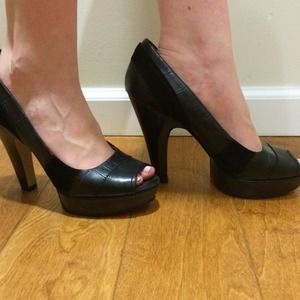 Suede & Leather Black Heels
