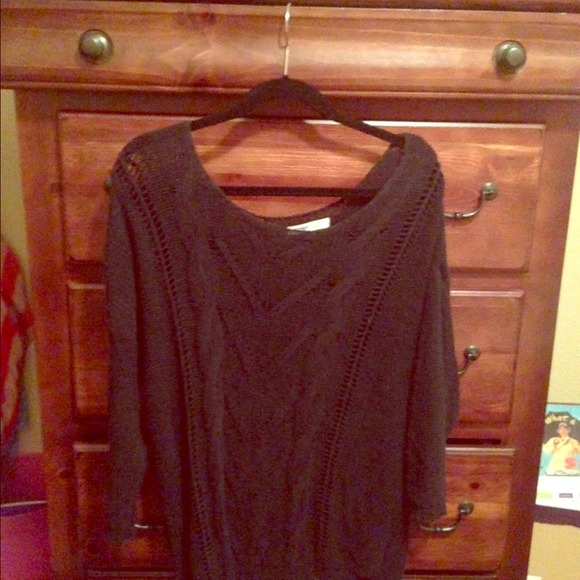 Oversize Black Crochet Sweater