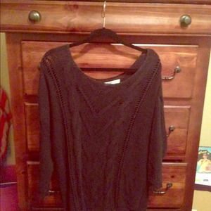 Oversize Black Crochet Sweater