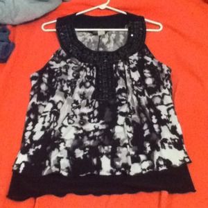 Black and white water color tank top