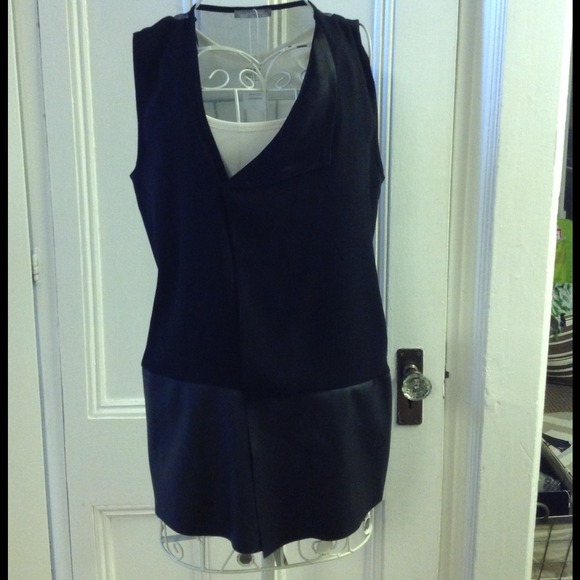Zara black vest with leather detail and sheer back - Picture 2 of 4