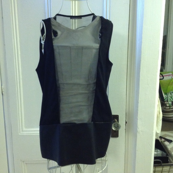 Zara black vest with leather detail and sheer back - Picture 4 of 4