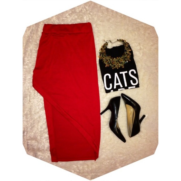 NWOT Asymmetrical Red Skirt - S
