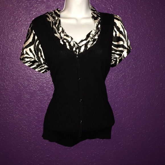 Black and zebra vest top