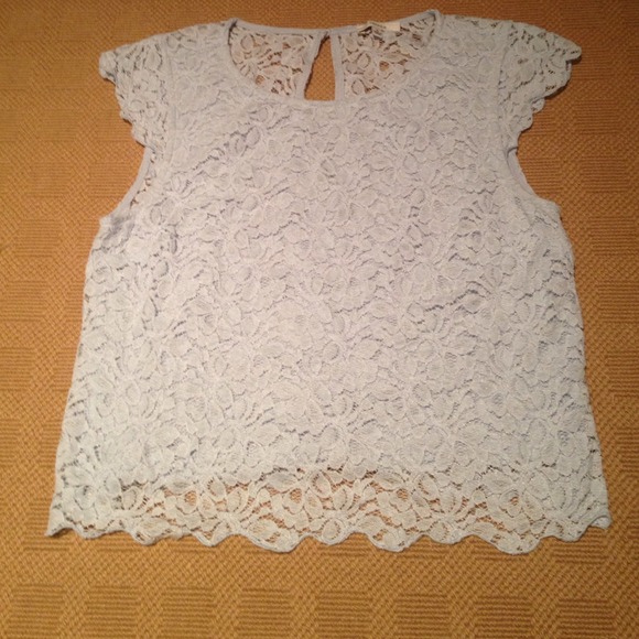 Aritzia light blue lace top