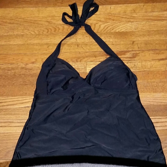 Catalina Black Halter Bathing Suit Top Sz S (4-6)