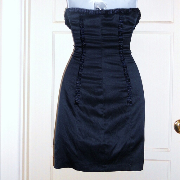 Navy Blue Satin Bebe Dress - Picture 3 of 5