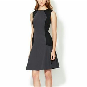 Colorblocked Grey Flared Shift Dress