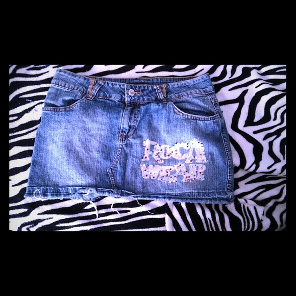 BLUE JEAN ROCA WEAR MINI SKIRT - Picture 1 of 4