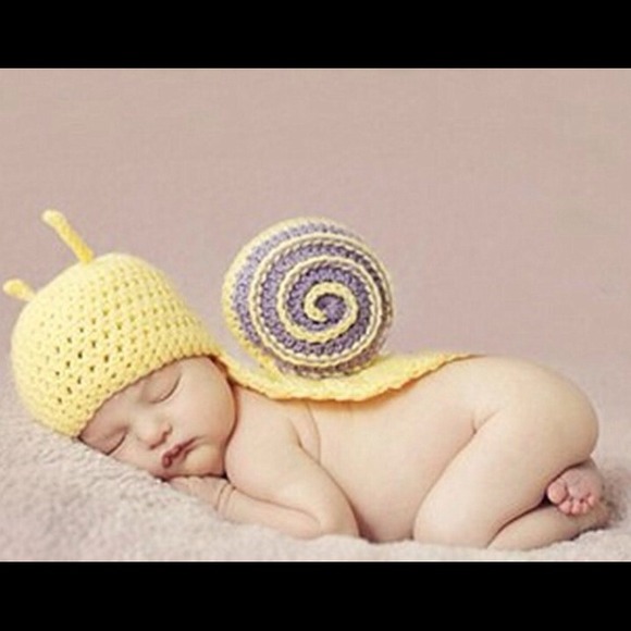 Handmade crocheted snail photo prop