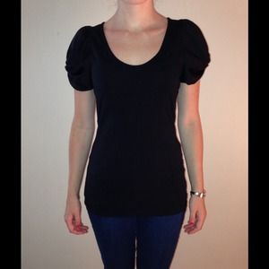 Black Express top with silk split sleeves