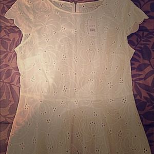 White eyelet LOFT peplum top