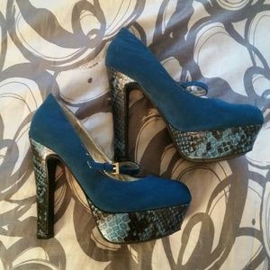 Turquoise Mary Jane Style Heels by Guess