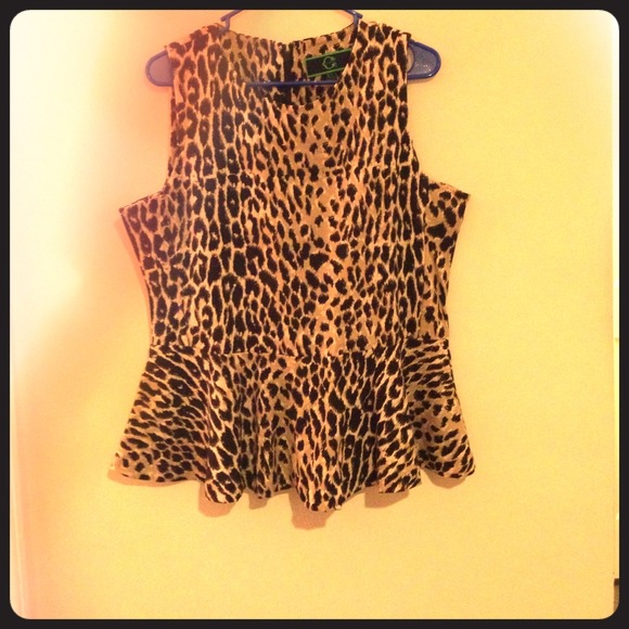 C Wonder Cheetah Peplum Top
