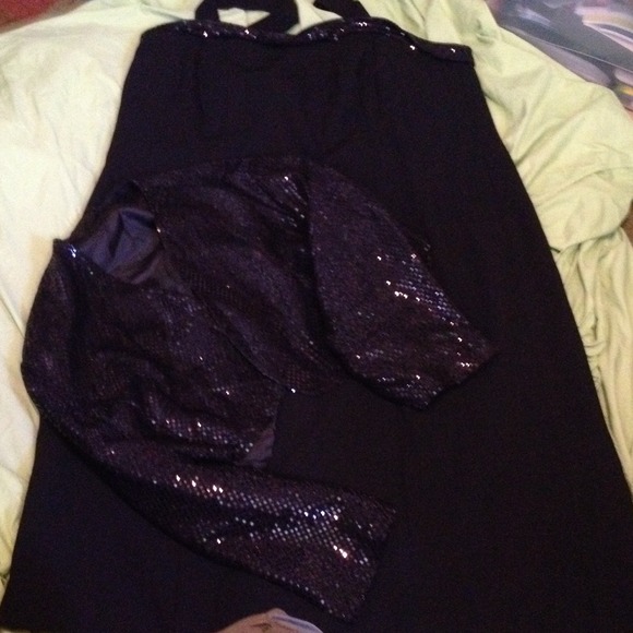 formal dress with matching sequin jacket