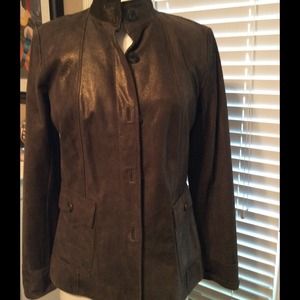 Soft sueded bronze leather jacket. New.