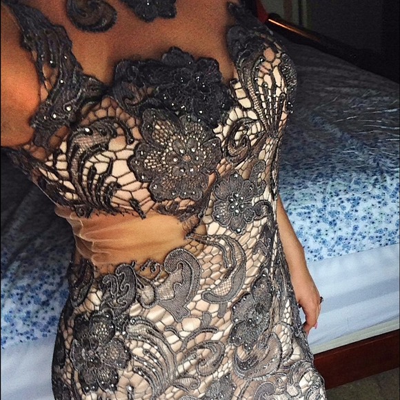 Nude Mesh Cocktail Dress