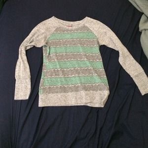 Gray and green striped sweater
