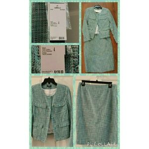 Premise Aqua Dream Blue Tweed Skirt Suit