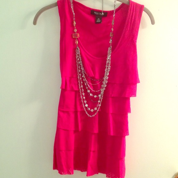 White House Black Market layered top w/ lace