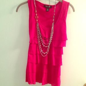 White House Black Market layered top w/ lace