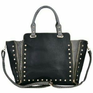 Black n grey studded handbag