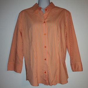 NY&CO Orange Gingham Button-up