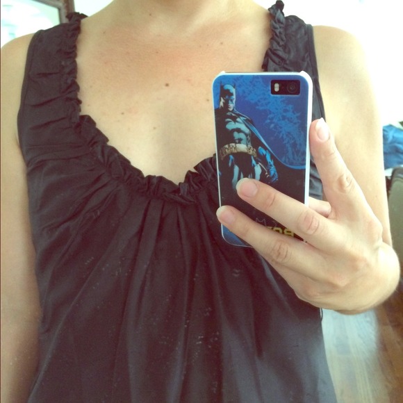 Vera Wang black silk dress with chic ruffles