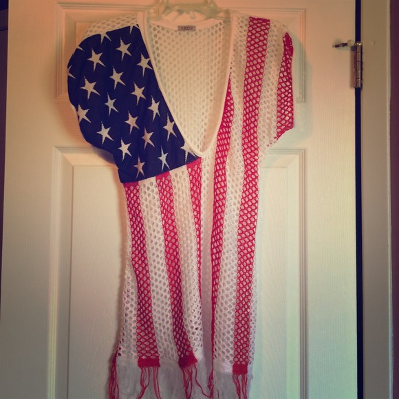 Tops - American flag bikini cover up!