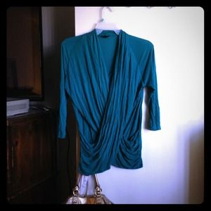 Green 3/4 sleeve wrap top