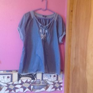 Blue and white peasant shirt