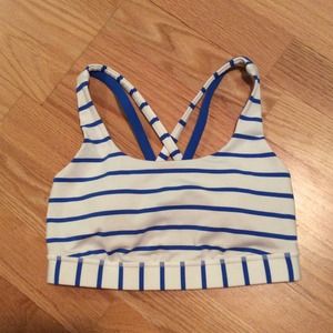 Navy and white stripe lululemon energy bra