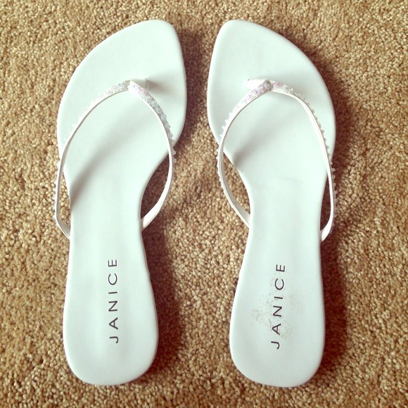 Janice white flip flops