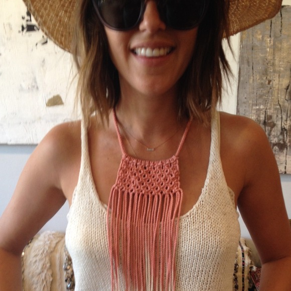 mamacita jewelry Jewelry - Coral hand dyed Macramé necklace w wood beads
