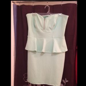 Blue peplum dress w! silver (2b Bebe) NEVER WORN