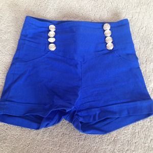 High-Waisted Royal Blue Shorts