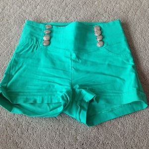 High-Waisted Turquoise Shorts