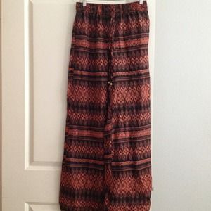 Coral/Black Aztec Palazzo Pants