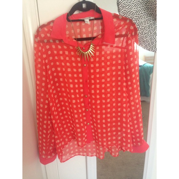 Orange and cream dotted Buttondown