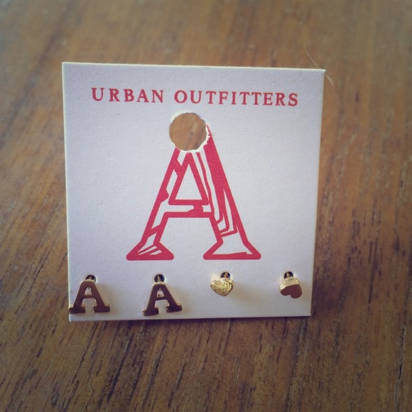 a & heart earrings