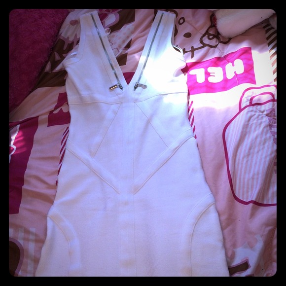 White & Silver Bandage Dress