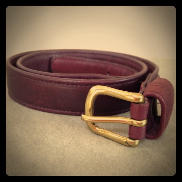 Coach Skinny Oxblood Belt with Gold Buckle S