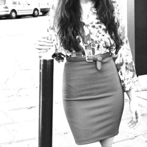 American Apparel Pencil Riding Skirt in Steel Grey